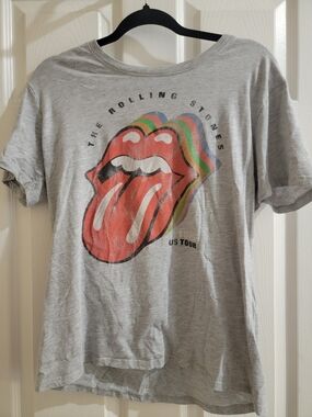 The Rolling Stones Kids' Gray Graphic T-Shirt with Red Tongue Logo